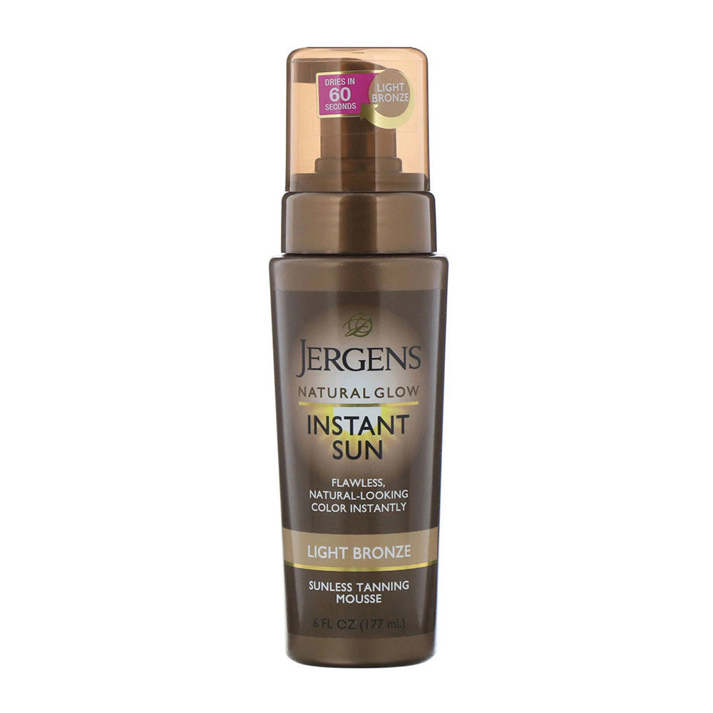 Jergens Natural Glow Light Bronze Instant Sun Sunless Tanning Mousse, 6 Oz
